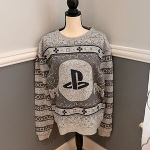 Official Playstation Men's Large Gray Crew Neck Sweater